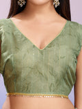 Green Organza Saree With Blouse Piece