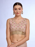 Beige Tissue Saree With Blouse Piece