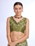 Green Tissue Saree With Blouse Piece