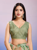 Green Organza Saree With Blouse Piece