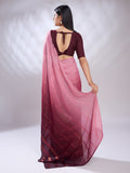 Pink Silk Blend Ready To Wear Saree With Blouse Piece