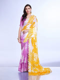 Yellow Poly Chiffon Festival Saree With Blouse Piece