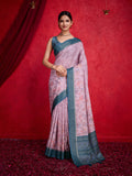 Mauve Poly Silk Festival Saree With Blouse Piece