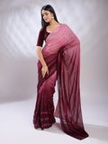 Pink Silk Blend Ready To Wear Saree With Blouse Piece