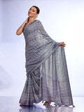 Grey Linen Saree With Blouse Piece