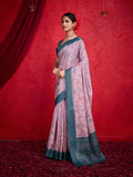 Mauve Poly Silk Festival Saree With Blouse Piece