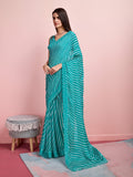 Teal Chiffon Festive Saree With Blouse Piece