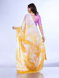 Yellow Poly Chiffon Festival Saree With Blouse Piece