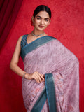 Mauve Poly Silk Festival Saree With Blouse Piece