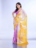 Yellow Poly Chiffon Festival Saree With Blouse Piece