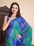 Blue Weightless Poly Chiffon Saree With Blouse Piece