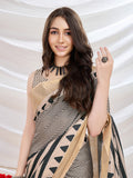 Beige Silk Blend Casual Wear Saree With Blouse Piece