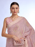 Peach Tissue Saree With Blouse Piece