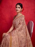 Pink Poly Silk Festival Saree With Blouse Piece