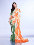 Orange Poly Chiffon Festival Saree With Blouse Piece