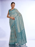 Sea Green Linen Saree With Blouse Piece