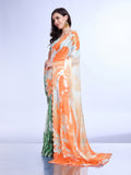 Orange Poly Chiffon Festival Saree With Blouse Piece