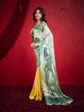 Green Poly Chiffon Saree With Blouse Piece