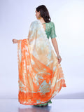 Orange Poly Chiffon Festival Saree With Blouse Piece