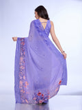 Purple Poly Chiffon Festival Saree With Blouse Piece