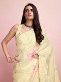 Yellow Silk Blend Party Wear Saree With Blouse Piece