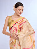 Beige  Satin Saree With Blouse Piece