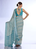 Sea Green Linen Saree With Blouse Piece