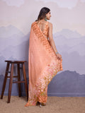 Peach Poly Chiffon Saree With Blouse Piece