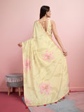 Yellow Silk Blend Party Wear Saree With Blouse Piece