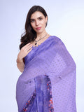 Purple Poly Chiffon Festival Saree With Blouse Piece