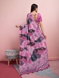 Purple Silk Blend Party Wear Saree With Blouse Piece