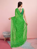 Green Chiffon Festive Saree With Blouse Piece