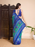 Blue Weightless Poly Chiffon Saree With Blouse Piece