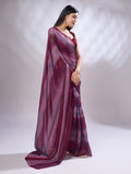 Purple Silk Blend Ready To Wear Saree With Blouse Piece