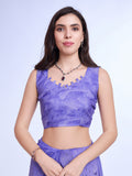 Purple Poly Chiffon Festival Saree With Blouse Piece