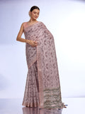 Grey Melange Linen Saree With Blouse Piece