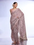 Grey Melange Linen Saree With Blouse Piece