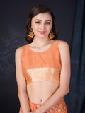 Orange Chiffon Saree With Blouse Piece