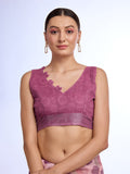 Burgundy Linen Saree With Blouse Piece