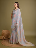 Grey Tissue Saree With Blouse Piece