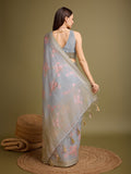 Grey Tissue Saree With Blouse Piece