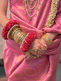 Pink Kanjivaram Silk Saree With Blouse Piece