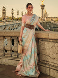 Multicolor Satin Saree With Blouse Piece