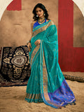 Bottle Green Patola Silk Saree With Blouse Piece