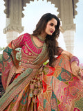 Multicolor & Red Banarasi Silk Lehenga Choli