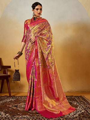 Red Silk Festive Wear Saree With Blouse Piece