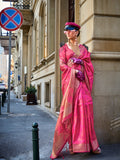 Pink Organza Saree With Blouse Piece