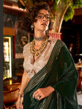 Green Party Wear Viscose Saree With Blouse Piece