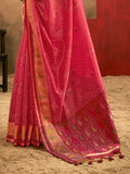 Red Patola Silk Saree With Blouse Piece