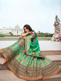 Green & Purple Banarasi Silk Lehenga Choli